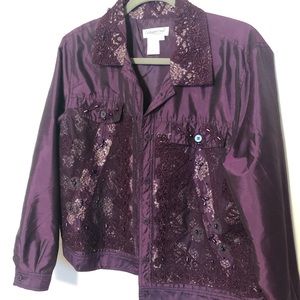Beaded/Lace/Slik Purple Coldwater Creek Jacket